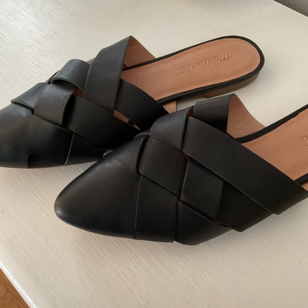 Madewell black woven mules